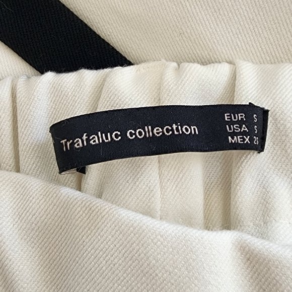 ZARA WHITE BLACK STRIPE CROPPED CAREER DRESS PANTS SLACKS CAPRI TUXEDO SMALL - Picture 3 of 6